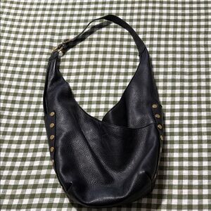 Hammitt Black Leather Shoulder Bag with Gold Accents